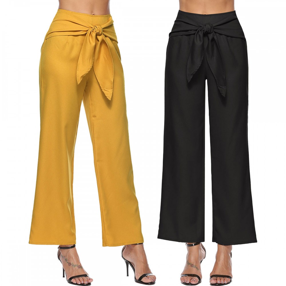 Women's Comfy Lace-Up Casual Wide Leg Long Pants(S-XL)