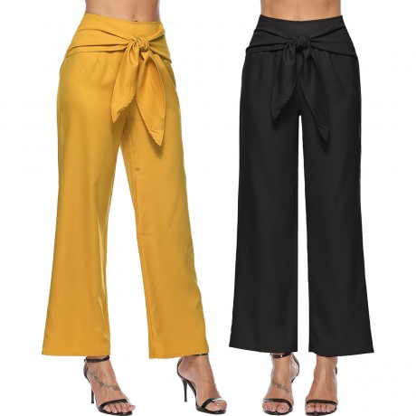 Women's Comfy Lace-Up Casual Wide Leg Long Pants(S-XL)