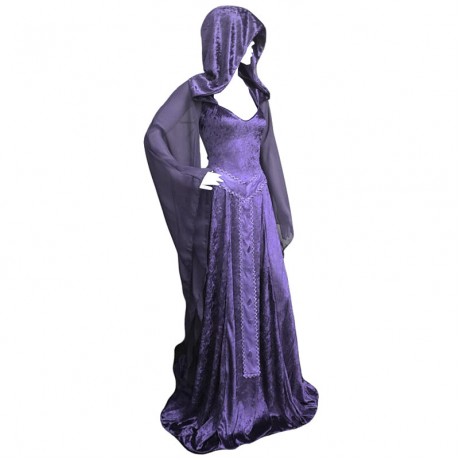  Womens Halloween Costumes Dresses Hooded Lace Up Vintage Dress Long Hoodie Dress Cloak