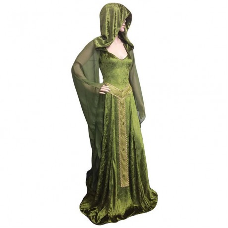  Womens Halloween Costumes Dresses Hooded Lace Up Vintage Dress Long Hoodie Dress Cloak