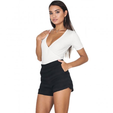 Women's Sexy  Deep V-Neck Bodysuits Tight Jumpsuits(S-XL)