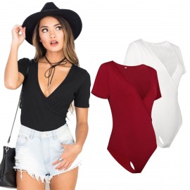 Women's Sexy  Deep V-Neck Bodysuits Tight Jumpsuits(S-XL) 
