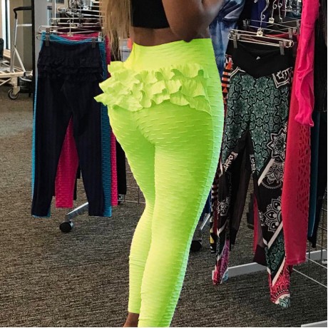  Womens Fitness Pants Elastic Slim Leggings Yoga Sports Running Workout Trousers Leggings with Flowers