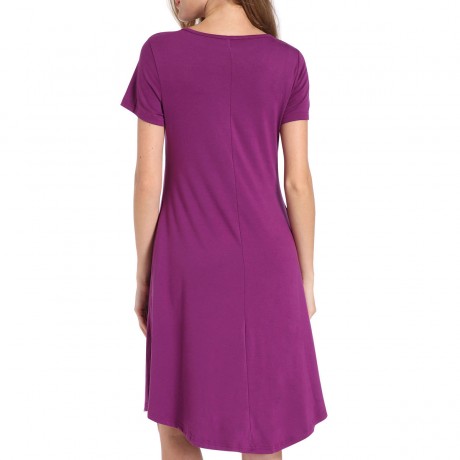 Women's Round Neckline Short Sleeve Casual Tunic Dress（S-XL）
