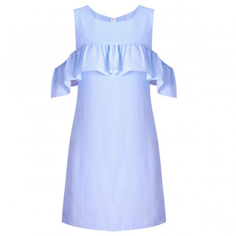 Women's Cold Shoulder Striped Ruffled Sundress Party Mini Dress(S-XL) 