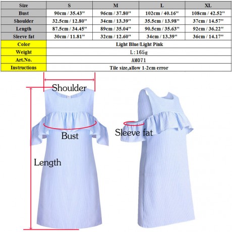 Women's Cold Shoulder Striped Ruffled Sundress Party Mini Dress(S-XL) 