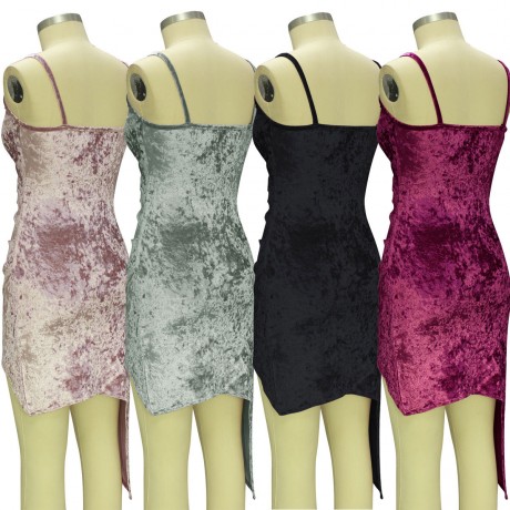 Women's Velvet Cross V-Neck Irregular Strap Short Skirt(S-XL)