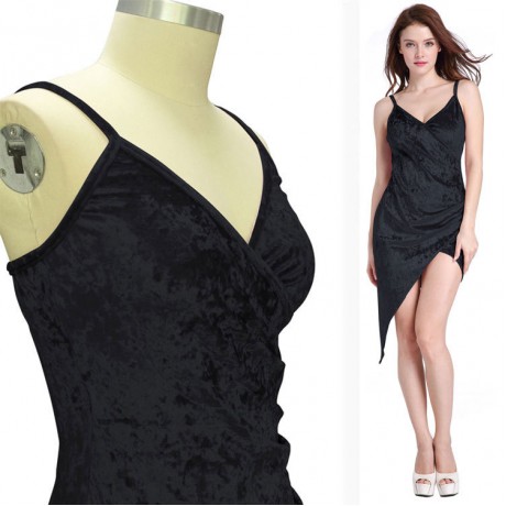 Women's Velvet Cross V-Neck Irregular Strap Short Skirt(S-XL)