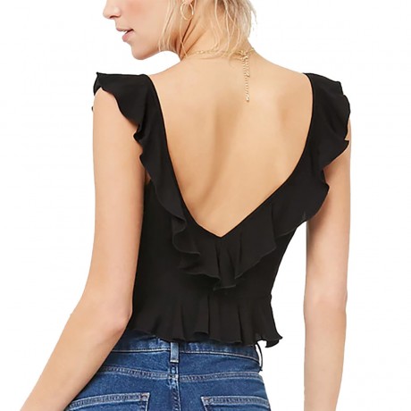 Women Summer t-shirt Solid Color Deep-V Sleeveless Vest Tops Shirts Blouse(S-XL)