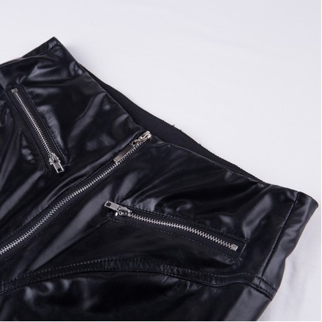 Women's Sexy PU Leather Pants Black Zipper PU Women's Pencil Pants