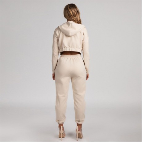   Women Tracksuit Solid Color Hooded Jacket Sweatshirt with Long Pants Sets Sports Suit