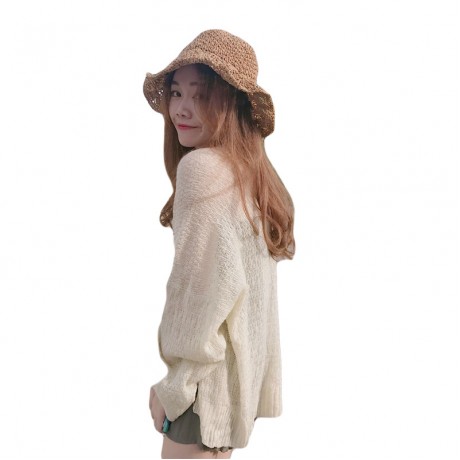 Women Casual Long Sleeve Thin Sweater Open Front Cardigans Sweater 