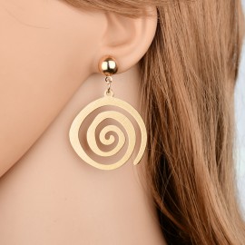 Gold Dangle Earrings Geometric Round Spiral Earrings Drop Earrings for Women 