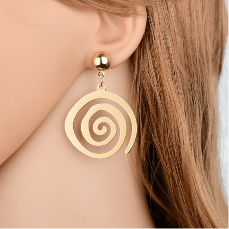 Gold Dangle Earrings Geometric Round Spiral Earrings Drop Earrings for Women