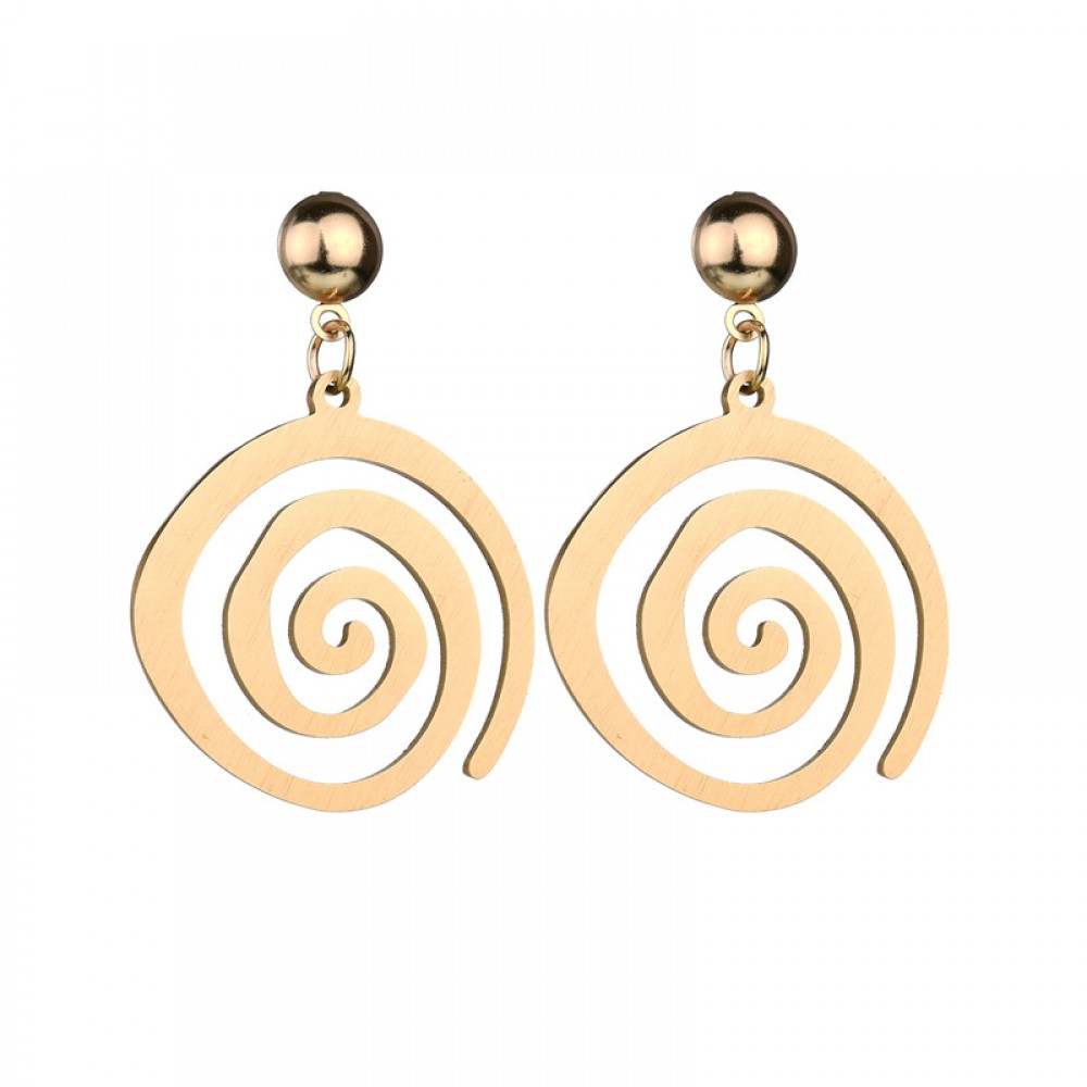 Gold Dangle Earrings Geometric Round Spiral Earrings Drop Earrings for Women