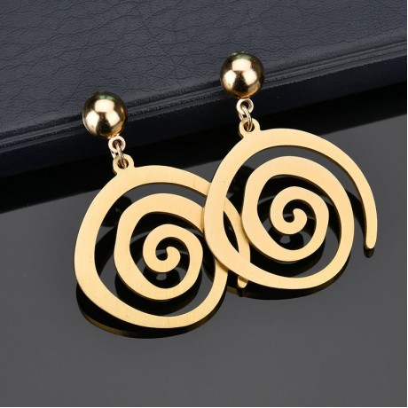Gold Dangle Earrings Geometric Round Spiral Earrings Drop Earrings for Women