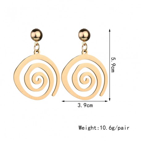 Gold Dangle Earrings Geometric Round Spiral Earrings Drop Earrings for Women