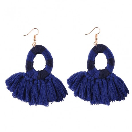 Jewelry Fringed Tassel Earrings Round Circle Ring Hanging Drop Earrings for Women