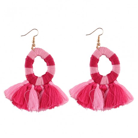 Jewelry Fringed Tassel Earrings Round Circle Ring Hanging Drop Earrings for Women