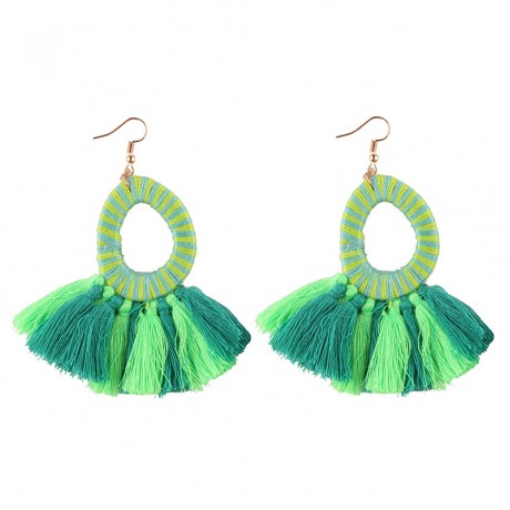 Jewelry Fringed Tassel Earrings Round Circle Ring Hanging Drop Earrings for Women