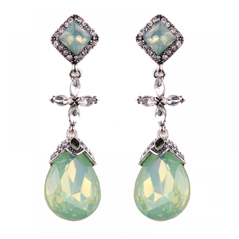  Sparkling Dangle Earrings Drop-Shaped Diamond Long Earrings Jewelry for Women