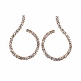 Women Girls Ladies Circles Round Spiral Alloy Crystal Stud Earrings Stud Dangle Drop Earrings 