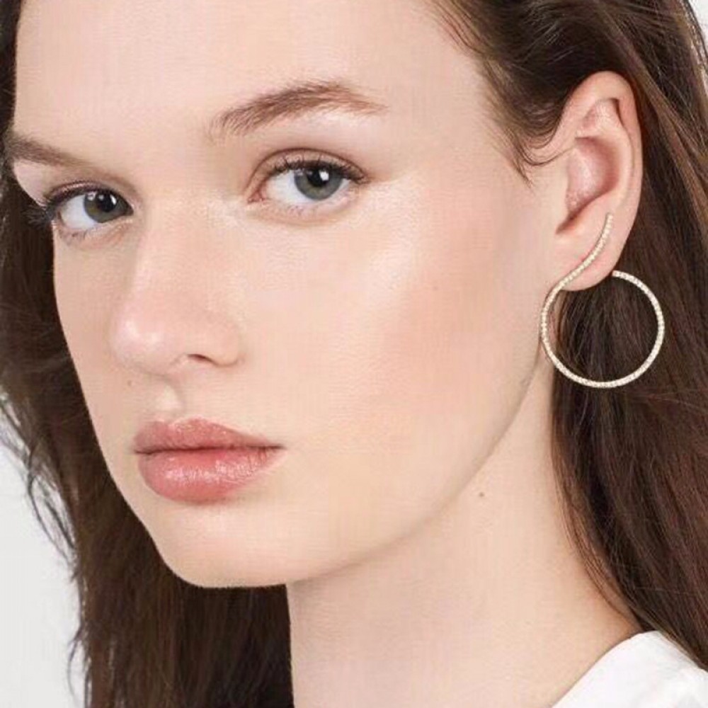 Women Girls Ladies Circles Round Spiral Alloy Crystal Stud Earrings Stud Dangle Drop Earrings
