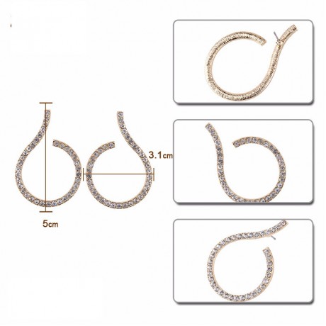 Women Girls Ladies Circles Round Spiral Alloy Crystal Stud Earrings Stud Dangle Drop Earrings