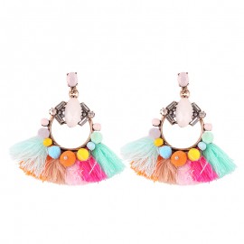 Tassel Earrings Fur Ball Charm Long Drop Earrings Women Jewelry New 