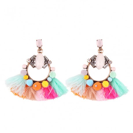 Tassel Earrings Fur Ball Charm Long Drop Earrings Women Jewelry New