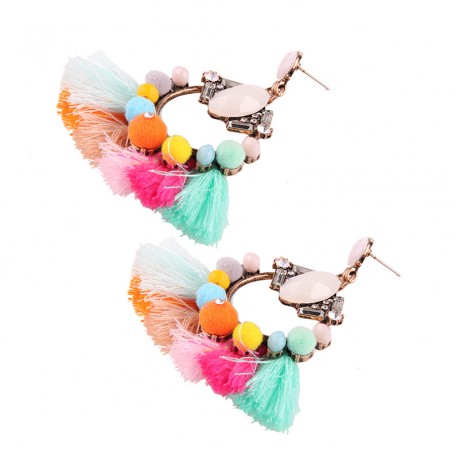 Tassel Earrings Fur Ball Charm Long Drop Earrings Women Jewelry New