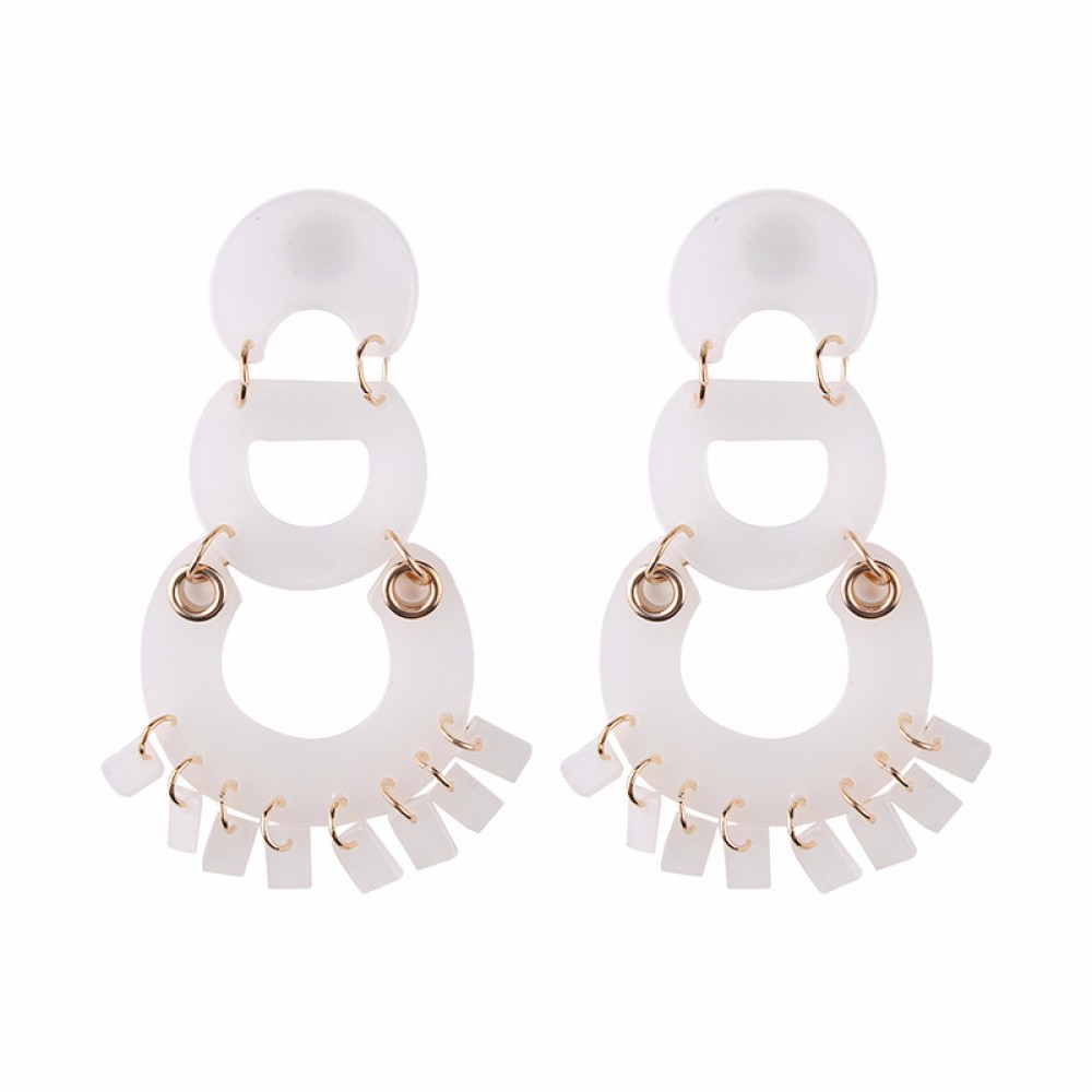 White Round Dangle Earrings Drop Studs Earrings Charms Jewelry for Women