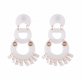 White Round Dangle Earrings Drop Studs Earrings Charms Jewelry for Women 