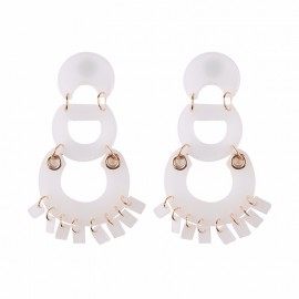 White Round Dangle Earrings Drop Studs Earrings Charms Jewelry for Women