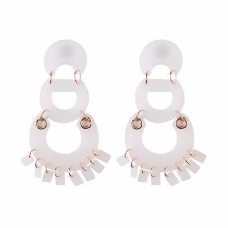 White Round Dangle Earrings Drop Studs Earrings Charms Jewelry for Women