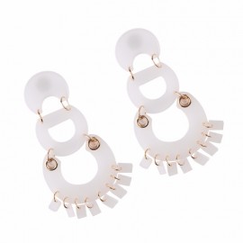 White Round Dangle Earrings Drop Studs Earrings Charms Jewelry for Women 