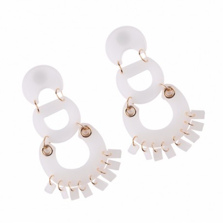 White Round Dangle Earrings Drop Studs Earrings Charms Jewelry for Women