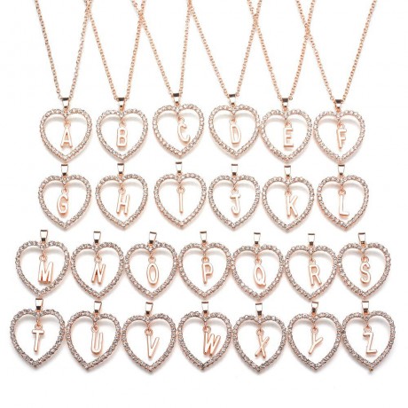 Fashion Jewerly Charm Pendant Diamond Pendant Heart& Letter Necklace