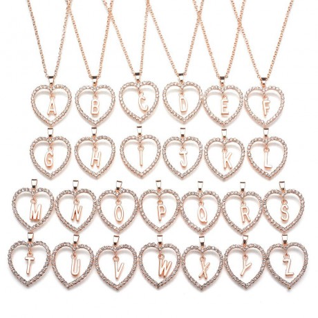 Fashion Jewerly Charm Pendant Diamond Pendant Heart& Letter Necklace