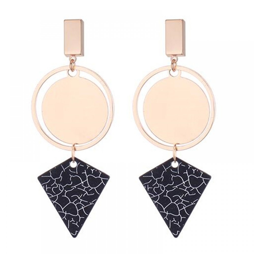 Dangle Earrings Geometric Round Triangle Earrings Rose Gold Plated Earrings for Women