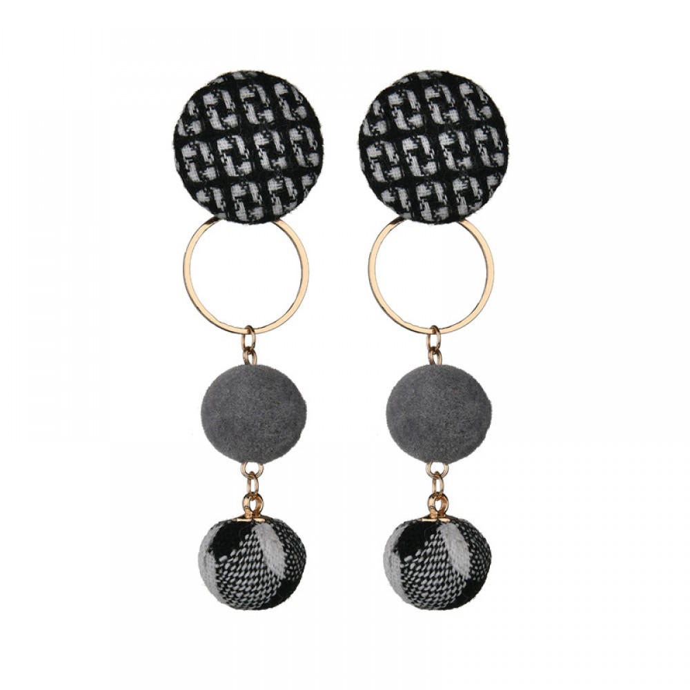  Vintage Cloth Button Ball Earrings Dangle Tassel Earrings For Women Girls