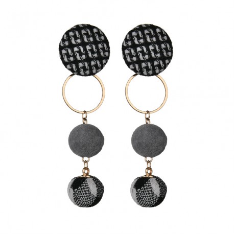  Vintage Cloth Button Ball Earrings Dangle Tassel Earrings For Women Girls