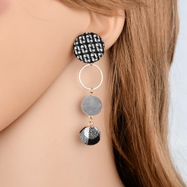  Vintage Cloth Button Ball Earrings Dangle Tassel Earrings For Women Girls 