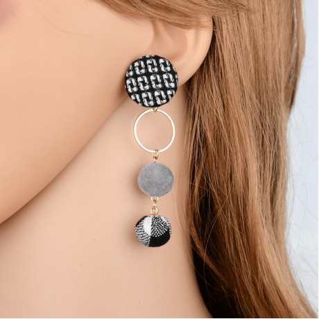  Vintage Cloth Button Ball Earrings Dangle Tassel Earrings For Women Girls