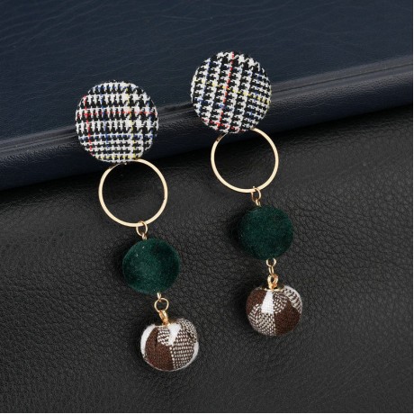  Vintage Cloth Button Ball Earrings Dangle Tassel Earrings For Women Girls