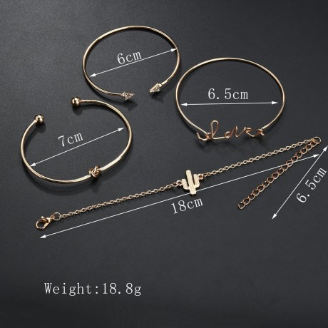 Fashion Jewelry Chain Link Bracelet Elegent Cactus Bracelet Triangle Knotted Love Style Bracelet Set