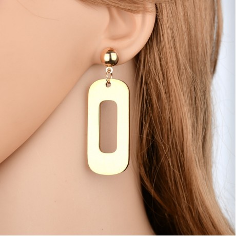 Gold Plated Exaggerated Metal Geometric Earrings Big Dangle Earrings Jewelry