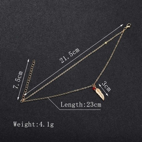 Jewelry Adjustable Double Layer Bracelet Anklet Vintage Feather Leaf Anklet Bracelet for Women