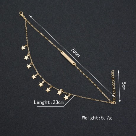 Anklet Chain Double-layer Five-pointed Star Ankle Bracele Jewelry Set for Women and Girls