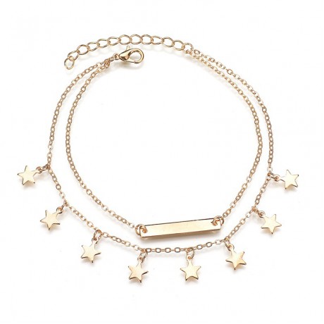 Anklet Chain Double-layer Five-pointed Star Ankle Bracele Jewelry Set for Women and Girls